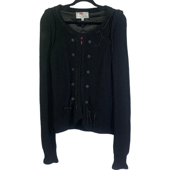 YOANA BARASCHI Black Knit Chain Cardigan Sweater - NWT - Picture 1 of 16